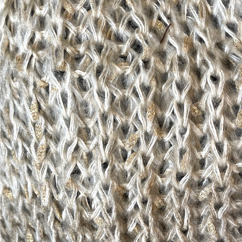 Cream Subtle Gold Metallic Threading Infinity Scarf - Picture 5 of 6